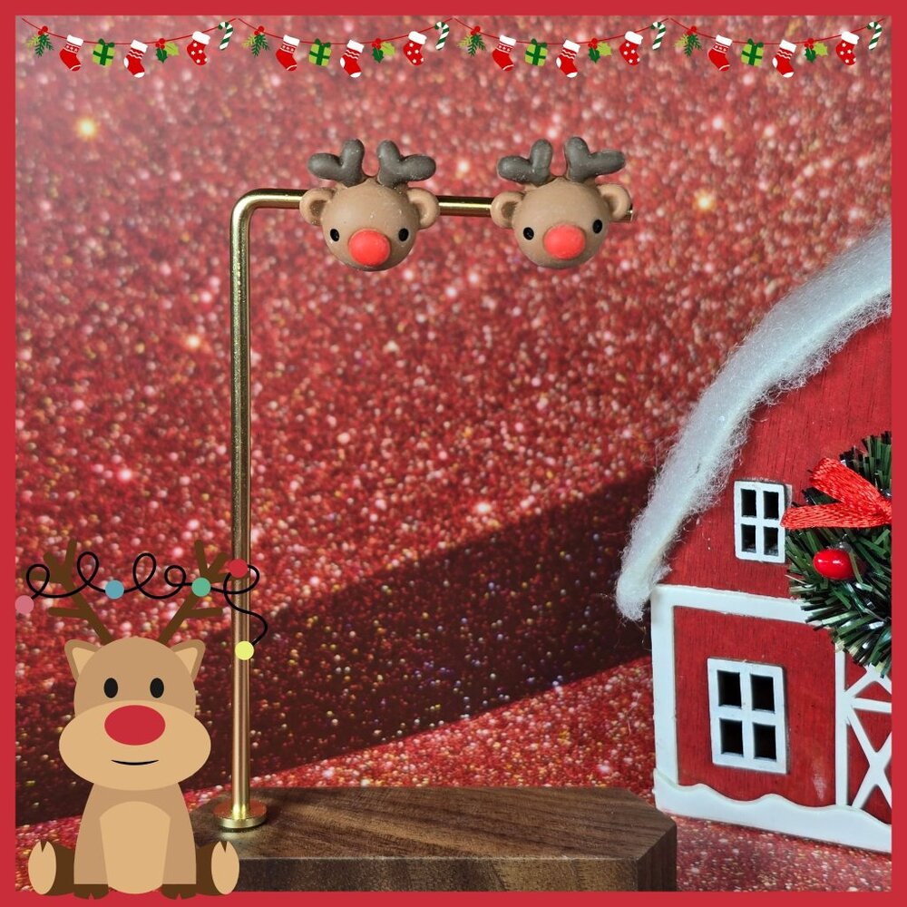 2/$15 Rudolph Reindeer Stud Earrings (NWOT)‎
